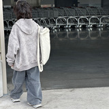 男童秋冬装一体绒牛仔裤新款中大童冬季宽松男孩阔腿直筒裤潮，童装裤子，摩比熊