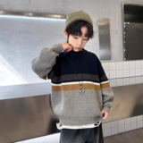 男童加厚毛衣新款秋冬款男孩中大童冬装儿童针织衫上衣洋气潮，童装毛衣，摩比熊