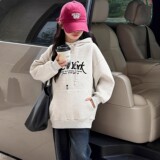 女童加绒卫衣款新款女孩洋气冬装儿童女大童冬季加厚上衣，童装卫衣/绒衫，摩比熊