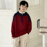 男童红色毛衣冬季儿童加厚本命年针织衫新款大童装冬装上衣潮，童装毛衣，摩比熊