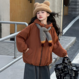 女童外套新款大童冬季加绒加厚女孩洋气派克服儿童上衣棉服潮，童装外套，摩比熊