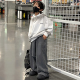 新款秋冬款男童休闲一体绒牛仔裤中大儿童男孩阔腿冬装裤子潮，童装裤子，摩比熊