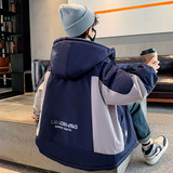 男童加绒加厚外套秋冬款新款中大儿童冬装夹棉风衣男孩帅气潮，童装棉衣，摩比熊