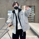 儿童装男童加厚外套秋冬款新款男孩夹棉中大童工装棉服冬季潮，童装外套，摩比熊