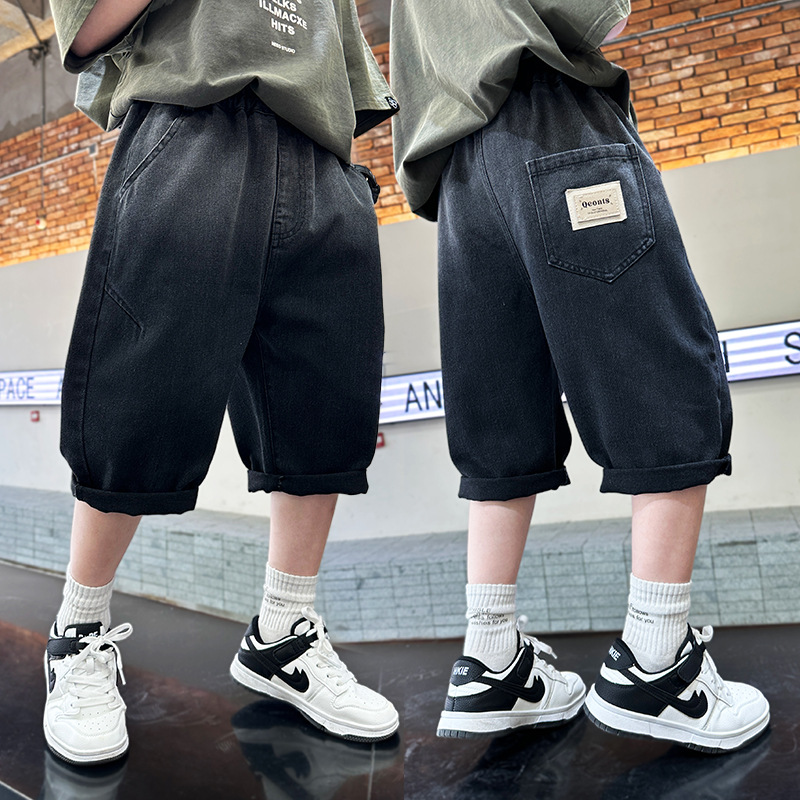 男童夏季牛仔短裤夏装韩版男孩五分裤中大童儿童薄款，童装裤子，摩比熊