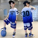 新款运动球衣男童夏装球服篮球服速干短袖套装男孩夏季儿童装，童装休闲套装，摩比熊