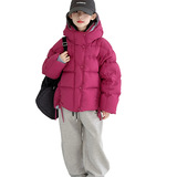 女童连帽棉服新款冬装儿童保暖外套中大童洋气时髦手塞棉棉衣，童装棉衣，摩比熊