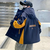 童装男童秋冬夹棉连帽外套新款大童冬季三合一可拆卸冲锋衣潮，童装棉衣，摩比熊