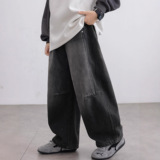 男童加绒裤子秋冬款新款大儿童冬季一体绒牛仔裤加厚长裤帅气，童装裤子，摩比熊