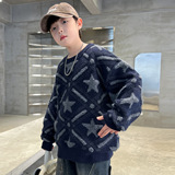 儿童装男童毛衣冬季新款中大童秋冬款针织衫加厚水貂绒打底衫，童装毛衣，摩比熊