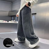 男童秋冬韩范直筒加绒裤子新款中大儿童冬装加厚海马毛长裤潮，童装裤子，摩比熊