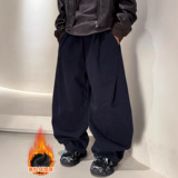 男童加绒裤子新款秋冬款冬季大儿童一体绒运动男孩加厚潮，童装裤子，摩比熊