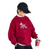 男童款卫衣加绒加厚新款大童冬装一体绒冬季儿童红色上衣，童装卫衣/绒衫，摩比熊