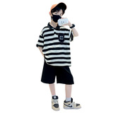 儿童装男童夏装套装新款运动夏季男孩中大童薄款夏款酷帅气潮，童装休闲套装，摩比熊