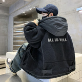 男童冬装加绒外套新款儿童秋冬季中大童男孩加厚羊羔绒毛毛衣，童装外套，摩比熊