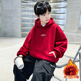 儿童装男童冬装加绒红色卫衣新款中大童款加厚本命拜年服，童装卫衣/绒衫，摩比熊