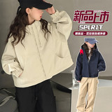 女童风衣中大童纯色宝宝春秋款上衣女孩秋装衣服洋气连帽外套，童装风衣，摩比熊