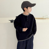 男童毛衣秋冬款新款中大童时尚休闲百搭加厚保暖套头针织衫，童装毛衣，摩比熊