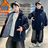 儿童装男童加绒外套新款大童秋冬款棉服男孩加厚冬季派克服潮，童装外套，摩比熊