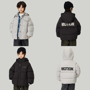 冬季新款男童洋气字母刺绣加厚棉衣中大童保暖面包服防水外套，童装棉衣，摩比熊
