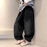 儿童装男童冬装裤子新款中大童秋冬款加绒加厚男孩冬季牛仔裤，童装裤子，摩比熊