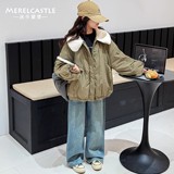 女童夹棉外套秋冬款新款女孩洋气冬装儿童女大童冬季加厚棉服，童装棉衣，摩比熊