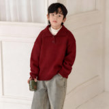 男童红色毛衣冬季儿童加厚针织衫拜年服秋冬新款大童装冬装潮，童装毛衣，摩比熊