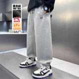 男童加绒裤子秋冬一体绒运动裤新款大儿童冬季加厚棉裤潮，童装裤子，摩比熊