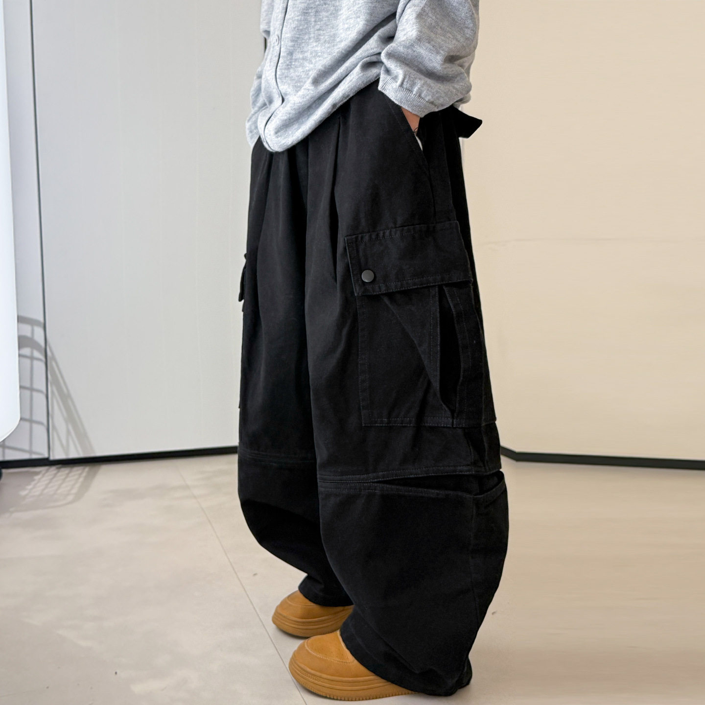 男童裤子冬季儿童加绒一体绒休闲裤秋冬新款大童装冬装工装裤，童装裤子，摩比熊