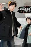 男童冬装中兔毛纯色连帽加绒棉衣大童新品冬季加厚棉服潮，童装棉衣，摩比熊