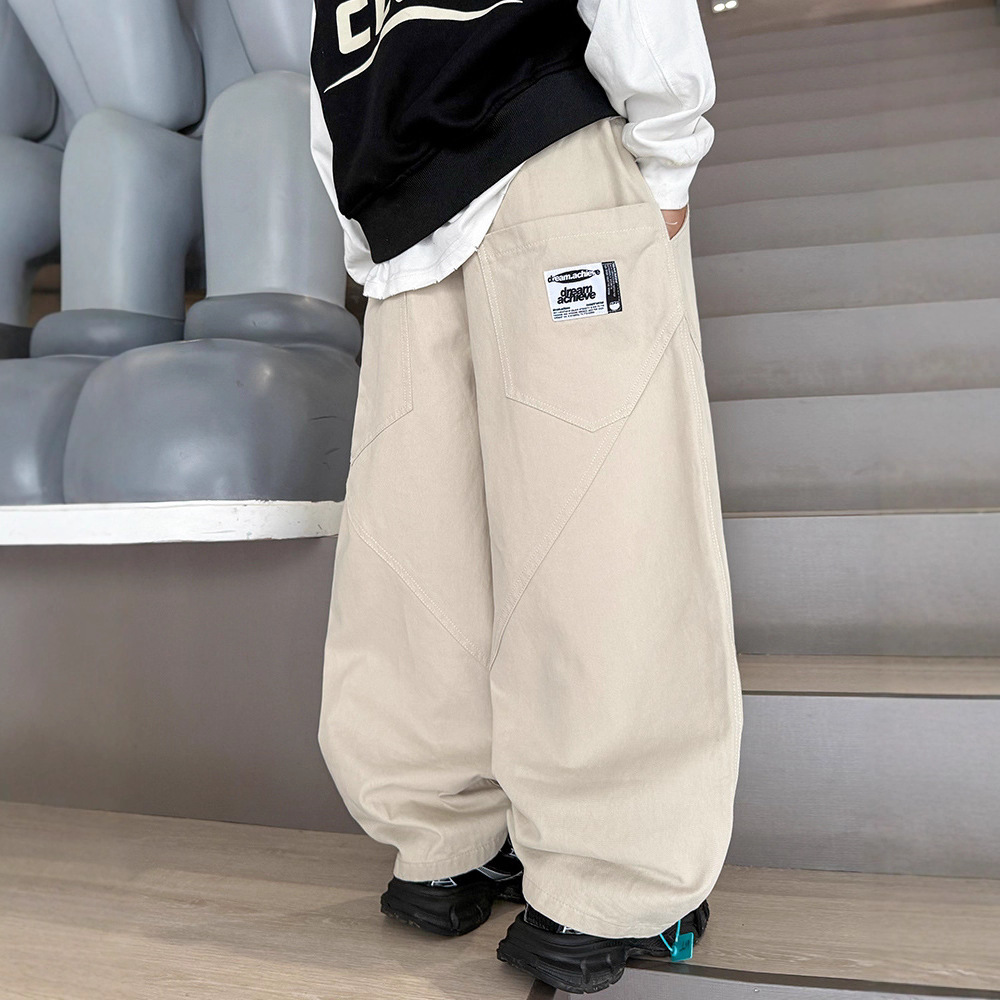 儿童装男童秋装裤子长裤新款春秋款中大童秋季男孩休闲弯刀裤，童装裤子，摩比熊