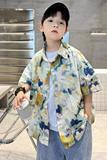 童装男童夏装衬衫新款儿童夏款男孩休闲衬衣夏季酷帅中大童潮，商品下架区，摩比熊