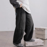 男童加绒裤子秋冬款新款大儿童冬季一体绒牛仔裤加厚长裤帅气，童装裤子，摩比熊