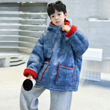 男童红色外套秋冬款新款儿童本命新年加绒冬季加厚马年拜年服，童装外套，摩比熊