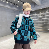 儿童装男童冬装加厚毛衣新款大童秋冬款男孩冬季水貂绒针织衫，童装毛衣，摩比熊