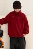 男童红色卫衣冬季儿童加绒加厚一体绒本命年衣服大童马年男孩，童装卫衣/绒衫，摩比熊