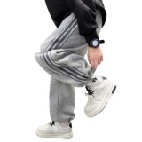 男童秋冬款加绒加厚新款大童冬季一体绒运动儿童直筒长裤，童装裤子，摩比熊