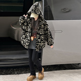 女童加绒外套冬款中大童皮毛一体夹棉外套小女孩加厚毛毛衣潮，童装外套，摩比熊