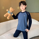 男童冬季秋衣秋裤套装新款中大童秋冬款男孩德绒保暖儿童内衣，童装家居服（睡衣），摩比熊