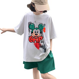 女童套装儿童装新款夏季女孩女大童短袖两件套休闲运动衣服韩式风，童装休闲套装，摩比熊