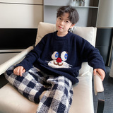 儿童休闲加绒家居服新款秋冬季时髦加厚睡衣两件套冬季套装潮，童装家居服（睡衣），摩比熊