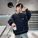 男童一体绒卫衣款新款儿童冬季加厚加绒上衣中大童冬装潮，童装卫衣/绒衫，摩比熊