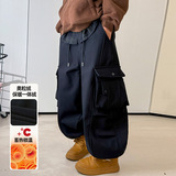 男童裤子冬季儿童加绒一体绒工装裤秋冬新款大童装冬装休闲裤，童装裤子，摩比熊