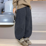 男童裤子冬季秋冬新款大童装潮儿童加绒一体绒运动裤冬装，童装裤子，摩比熊