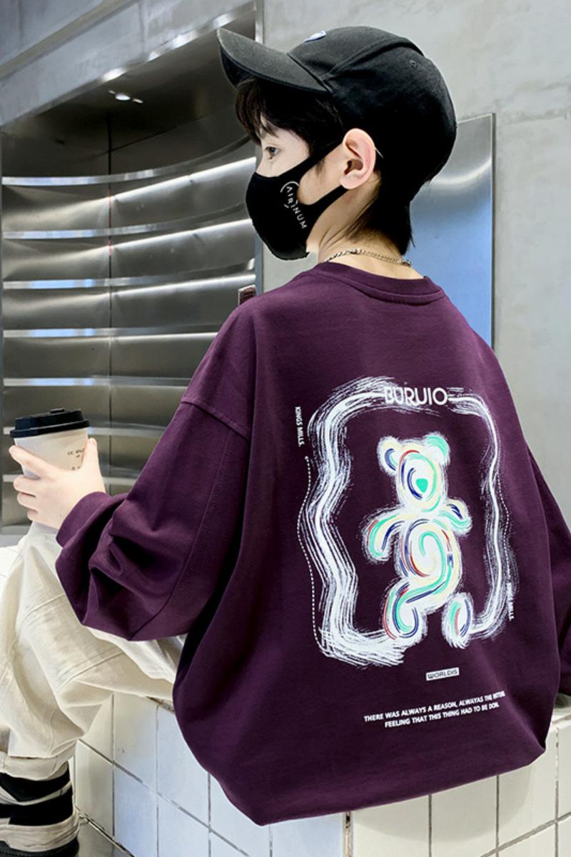 男童长袖T恤春秋款新款儿童春装上衣大童春季打底衫洋气黑色t，商品下架区商品下架区，摩比熊