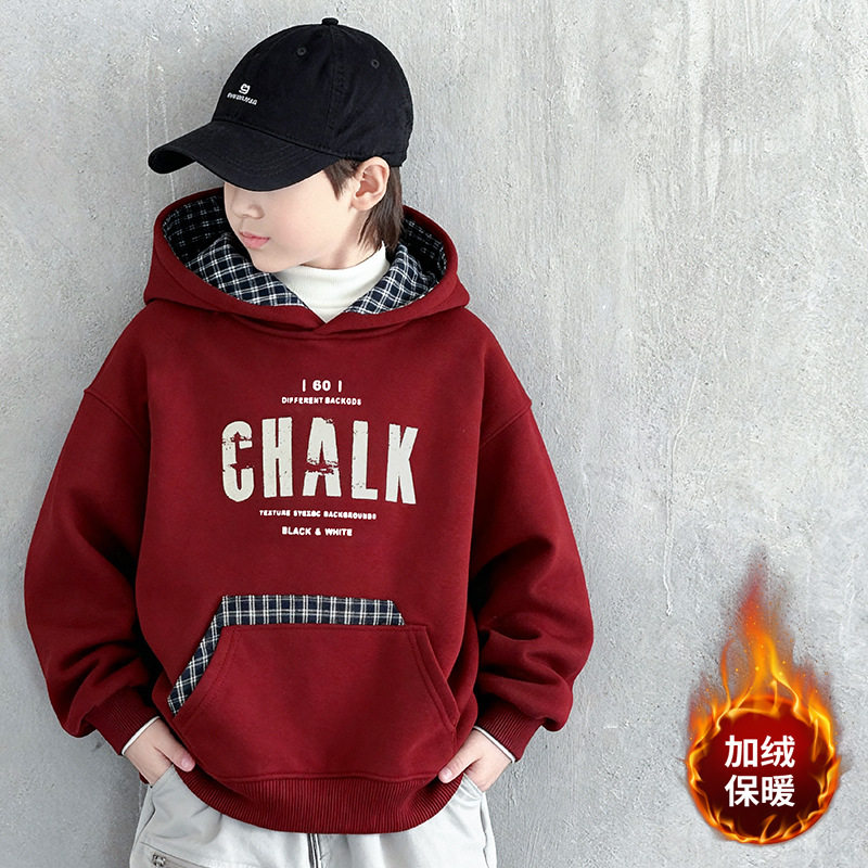 儿童装男童冬装加绒卫衣新款中大童款加厚男孩冬季上衣潮，童装卫衣/绒衫，摩比熊