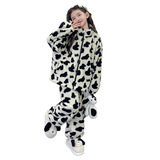 年新款珊瑚绒奶牛睡衣女秋冬季法兰绒拉链家居服套装外穿睡衣，童装家居服（睡衣），摩比熊