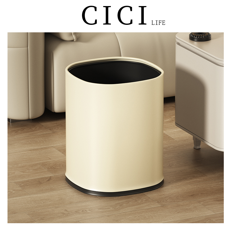 双层无盖金属垃圾桶大敞口大容量