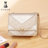 金狐狸包包女单肩斜挎包闪耀星辰牛皮小方包气质百搭精致链条包潮