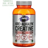 美国NOW缓冲肌酸一水合物750mg肌肉耐力力量Kre Creatine Alkalyn
